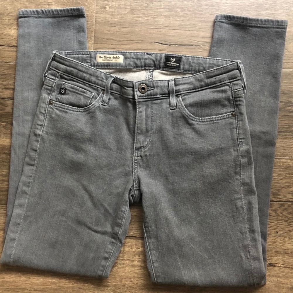 AG The Stevie Ankle Slim Straight Leg Gray SZ 28R